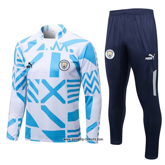 Sweatshirt Trainingsanzug Manchester City 2022-2023 WeiB y Blau